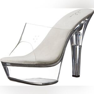 NIB Ellie Shoes Women's 601 Vanity Platform Sandal Heels Clear size 8
